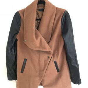 RD Style Drape Collar Coat, faux sleeves- Brown XS